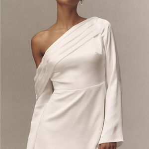 BHLDN Chic White One-Shoulder Dress